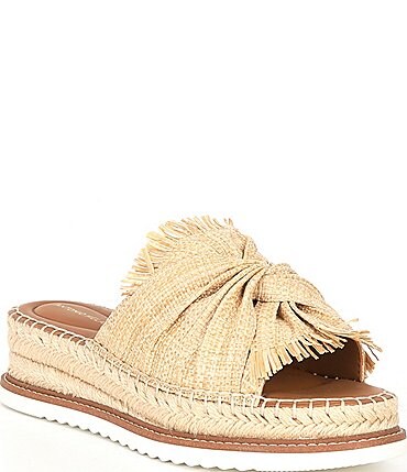 Image of Antonio Melani Callie Raffia Platform Espadrille Wedge Slide Sandals