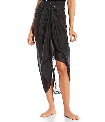 Image of Antonio Melani Solid Classic Tie Pareo Sarong Swimsuit Cover-Up