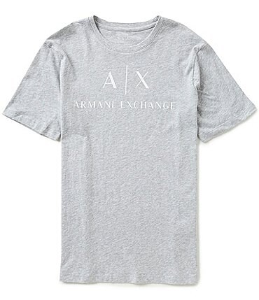 Image of Armani Exchange Slim-Fit AX Signature Logo Crew Neck Short-Sleeve Graphic Tee