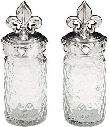 Image of Arthur Court Fleur-de-Lis Honeycomb Glass Salt & Pepper Shaker Set