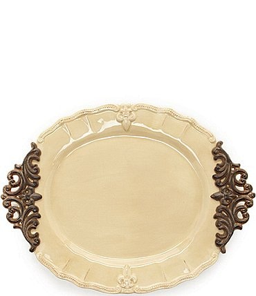 Image of Artimino Fleur-de-Lis Beveled Earthenware Oval Platter
