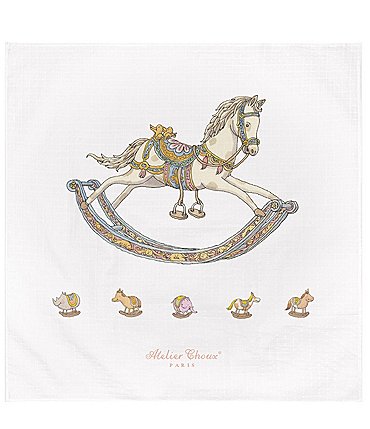 Image of Atelier Choux Paris Baby Organic Cotton Rocking Horse Swaddle Blanket