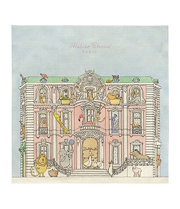 Image of Atelier Choux Paris Organic Cotton Baby Monceau Mansion Swaddle Blanket with Gift Box