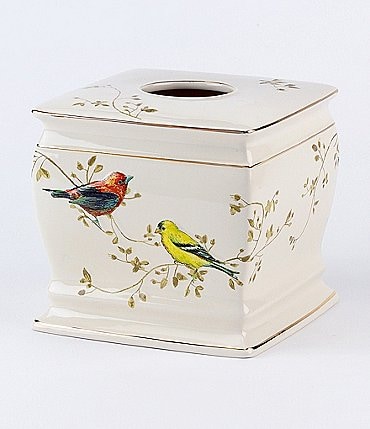 Image of Avanti Linens Gilded Birds Ceramic Tissue Box