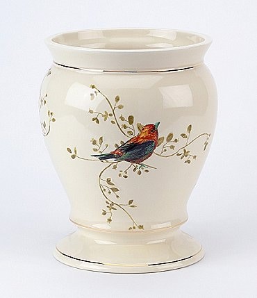 Image of Avanti Linens Gilded Birds Ceramic Wastebasket
