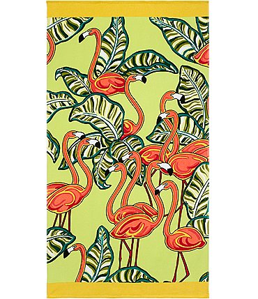 Image of Avanti Linens Nicole Miller Flamingo & Leaves Beach Towel
