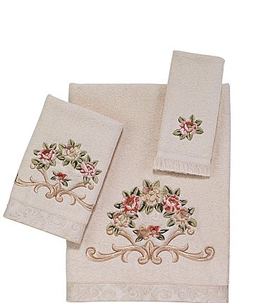 Image of Avanti Linens Rosefan Embroidered Floral  3-Piece Bath Towel Set