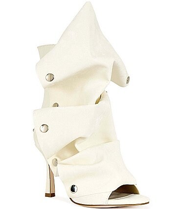 Image of Azalea Wang Birdsong Ruched Snap Hardware Peep Toe Booties