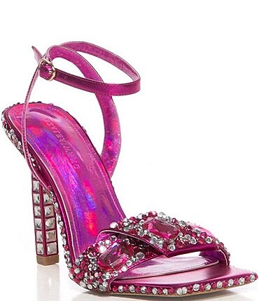 Image of Azalea Wang Discoball Rhinestone Metallic Rhinestone Dress Sandals