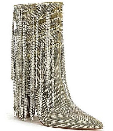 Image of Azalea Wang Relentless Crystal Fringe Western Booties