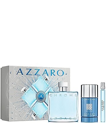 Image of Azzaro Chrome Eau De Toilette 3-Piece Men's Fragrance Gift Set