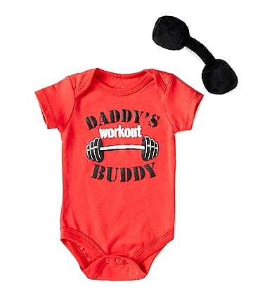 Image of Baby Starters Baby Boys 3-12 Months Short Sleeve Daddy's Workout Buddy Bodysuit