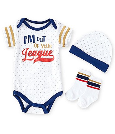 Image of Baby Starters Baby Boys 3-12 Months Short Sleeve "I'm Out Of Your League" Bodysuit Set