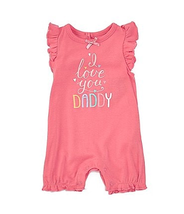 Image of Baby Starters Baby Girls 3-12 Months Flutter-Sleeve I Love You Daddy Romper