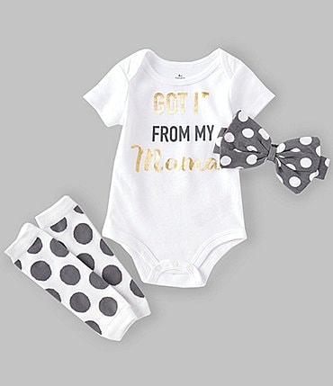 Image of Baby Starters Baby Girls 3-12 Months Short Sleeve Got It From My Mama 3-Piece Set