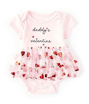 Image of Baby Starters Baby Girls Newborn-9 Months Daddy's Little Valentine Skirted Bodysuit