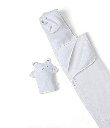 Image of Barefoot Dreams Crab Hooded Towel and Washcloth Set