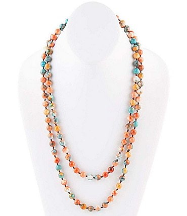 Image of Barse Immeasurable Orange and Blue Ocean Jade Beaded Necklace