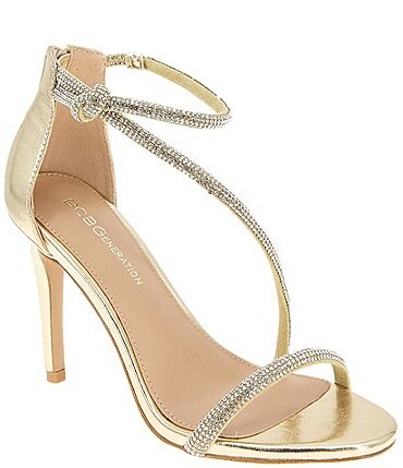 Image of BCBGeneration Jemmy Rhinestone Knotted Ankle Strap Dress Sandals