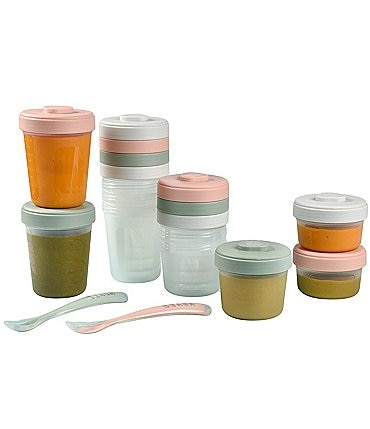 Image of BEABA Baby Food 12 Clip Containers + 2 Spoons Set