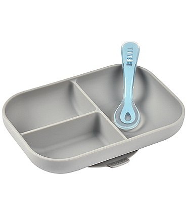 Image of BEABA Divided Silicone Plate and Spoon Feeding Set