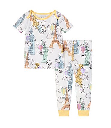 Image of BedHead Pajamas Baby 3-18 Months Short Sleeve Bon Voyage Snoopy Stretch Jersey Pajama 2-Piece Set