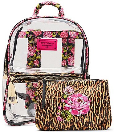Image of Betsey Johnson Leopard Floral Clear Backpack