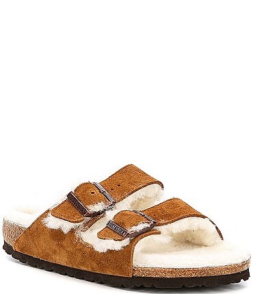 Image of Birkenstock Women's Arizona Suede Shearling Sandals