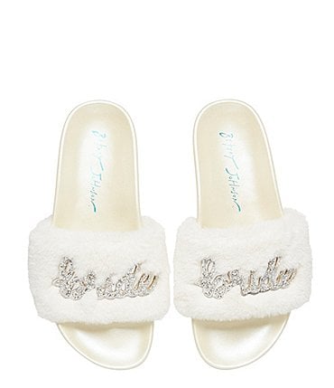 Image of Blue by Betsey Johnson Alice Faux-Fur Bridal Slides