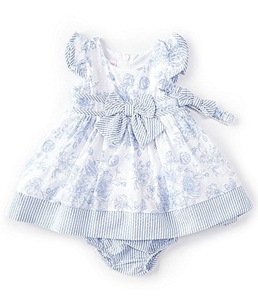 Image of Bonnie Jean Baby Girls Newborn-24 Months Flutter-Sleeve Toile-Print Fit-And-Flare Dress
