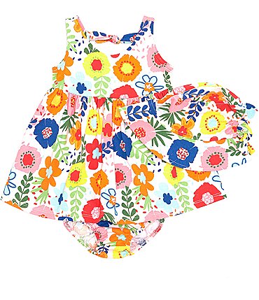 Image of Bonnie Jean Baby Girls Newborn-24 Months Sleeveless Floral-Printed Fit-And-Flare Dress