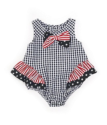 Image of Bonnie Jean Baby Girls Newborn-24 Months Sleeveless Mixed-Media Americana Romper