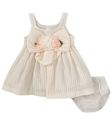 Image of Bonnie Jean Baby Girls Newborn-24 Months Sleeveless Striped Taffeta A-Line Dress