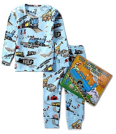 Image of Books To Bed Baby Boys 12-24 Months Long Sleeve The Little Engine That Could Two-Piece Pajamas & Book Set