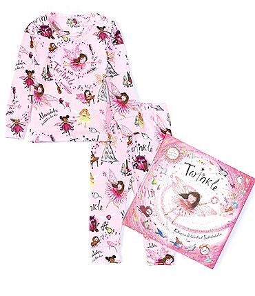 Image of Books To Bed Baby Girls 12-24 Months Long Sleeve Twinkle Two-Piece Pajamas & Book Set