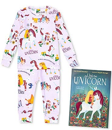 Image of Books To Bed Baby Girls 12-24 Months Long Sleeve Uni The Unicorn Two-Piece Pajamas & Book Set