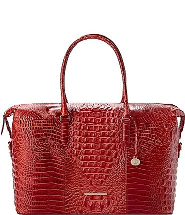 Image of BRAHMIN Melbourne Collection Radiant Red Duxbury Leather Weekender Bag