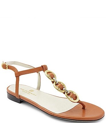 Image of Bruno Magli Marina Leather Chain Thong Sandals