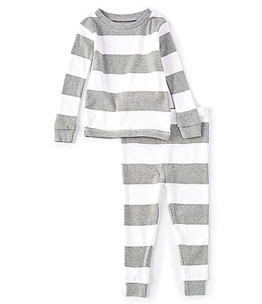 Image of Burt's Bees Baby 12-24 Months Long-Sleeve Rugby Stripe 2-Piece Pajamas Set