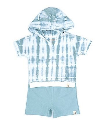 Image of Burt's Bees Baby Boys Newborn-24 Months Boho Tie Dye Hooded Tee and Short Set