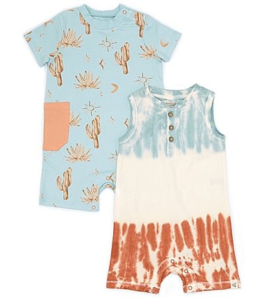 Image of Burt's Bees Baby Boys Newborn-24 Months Desert Daze 2-Pack Shortalls