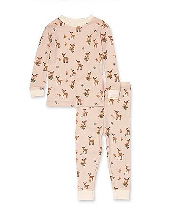Image of Burt's Bees Baby Girls 12-24 Months Snug-Fit Oh Deer 2-Piece Pajamas Set