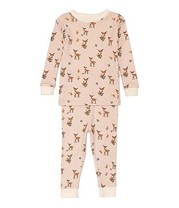 Image of Burt's Bees Baby Girls 12-24 Months Snug-Fit Oh Deer 2-Piece Pajamas Set