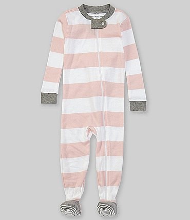 Image of Burt's Bees Baby Newborn-24 Months Long-Sleeve Stripe Sleep & Play Snug-Fit Footed Pajamas