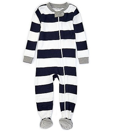 Image of Burt's Bees Baby Newborn-24 Months Long-Sleeve Stripe Sleep & Play Snug-Fit Footed Pajamas