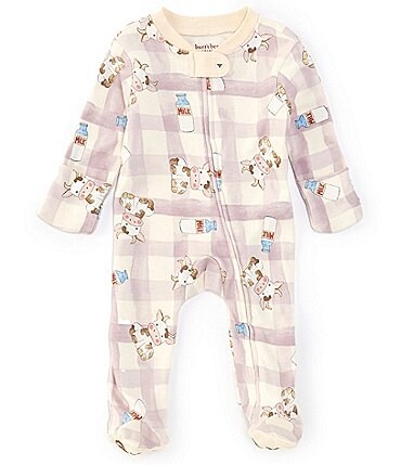 Image of Burt's Bees Baby Newborn-6 Months Long Sleeve Moo Milk Please Footed Coverall