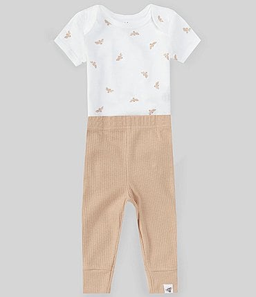 Image of Burt's Bees Baby Newborn-9 Months Golden Bee Bodysuit & Ribbed Pant Set