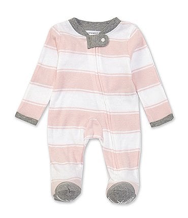 Image of Burt's Bees Baby Newborn-9 Months Long-Sleeve Stripe Sleep & Play Footed Pajamas