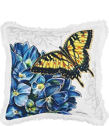 Image of C&F Home Botanical Butterfly Floral Spring Printed and Embellished Throw Pillow