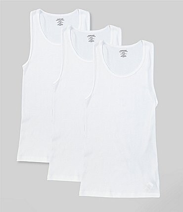 Image of Calvin Klein Cotton Classics Solid Undershirt Tanks 3-Pack